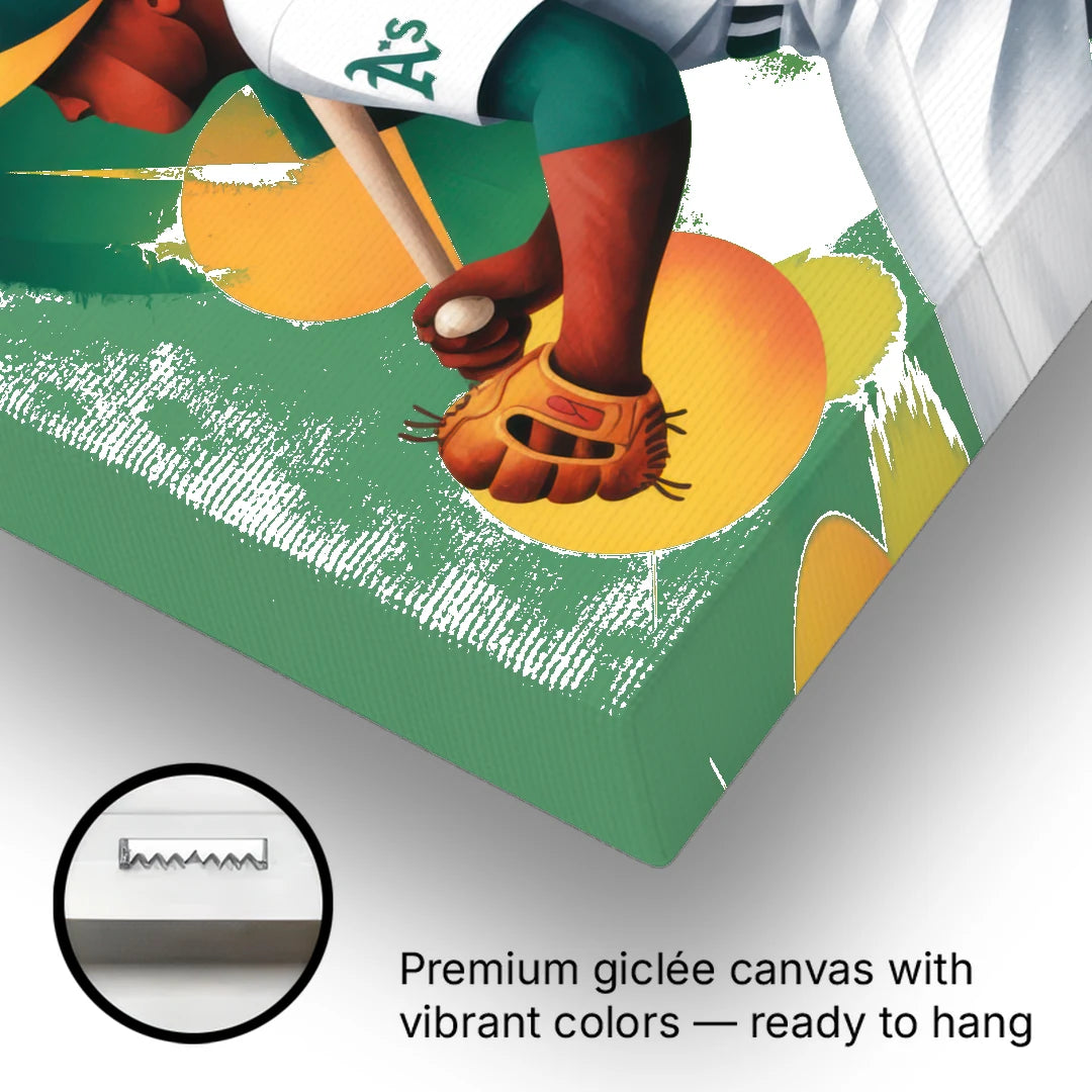 Oakland Athletics Abstract Baseball Energy - Canvas Wall Art - Gallery Wrap Corner