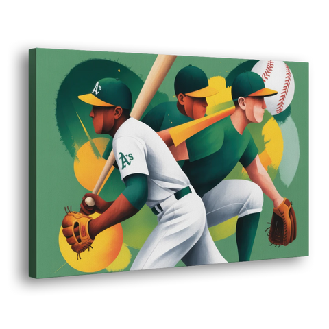 Oakland Athletics Abstract Baseball Energy - Canvas Wall Art - Side
