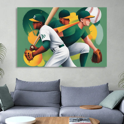 Oakland Athletics Abstract Baseball Energy Sitting Room - Canvas Wall Art