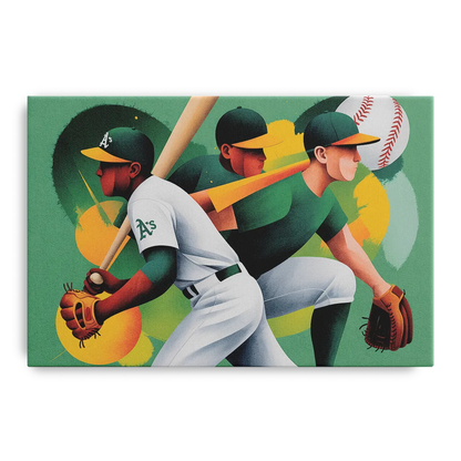 Oakland Athletics Abstract Baseball Energy Front - Canvas Wall Art