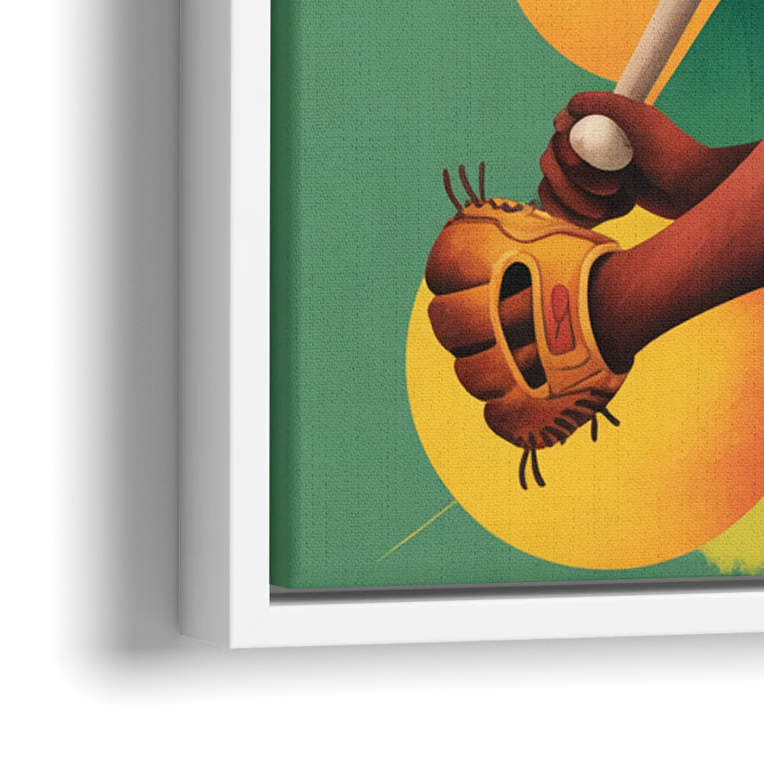 Oakland Athletics Abstract Baseball Energy - Close-Up White Frame Canvas