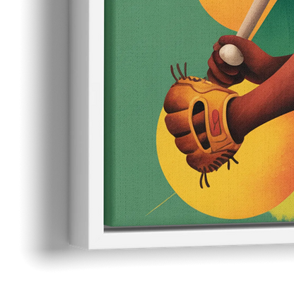 Oakland Athletics Abstract Baseball Energy - Close-Up White Frame Canvas