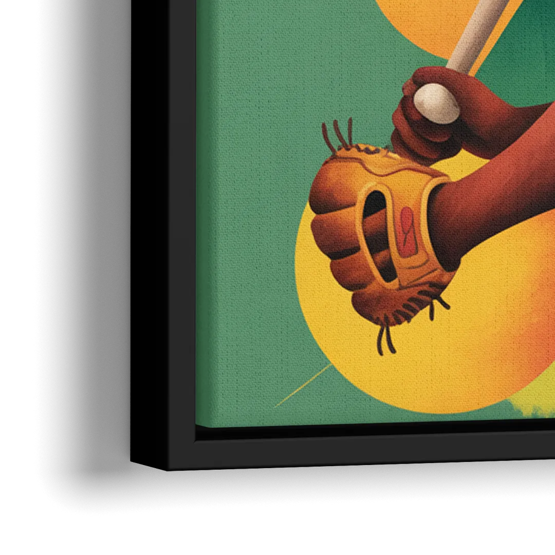 Oakland Athletics Abstract Baseball Energy - Close-Up Black Frame Canvas