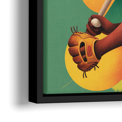Oakland Athletics Abstract Baseball Energy - Close-Up Black Frame Canvas