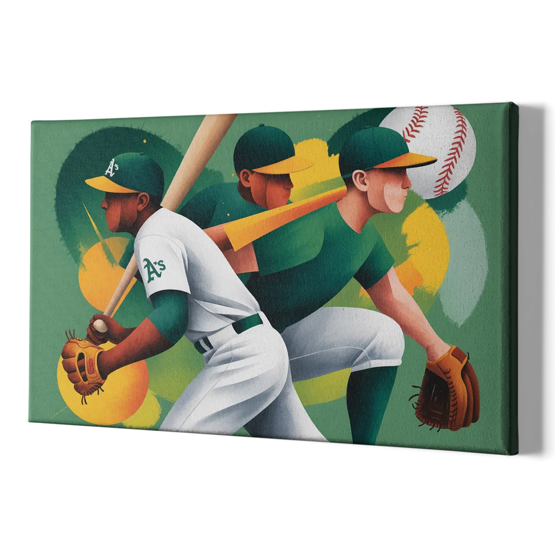 Oakland Athletics Abstract Baseball Energy - Canvas Print Art Sides