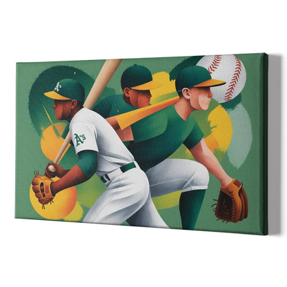 Oakland Athletics Abstract Baseball Energy - Canvas Print Art Sides
