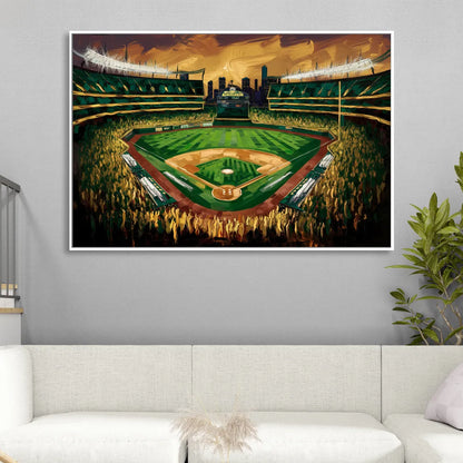 Oakland Athletics Stadium Living Room - White Canvas Wall Art