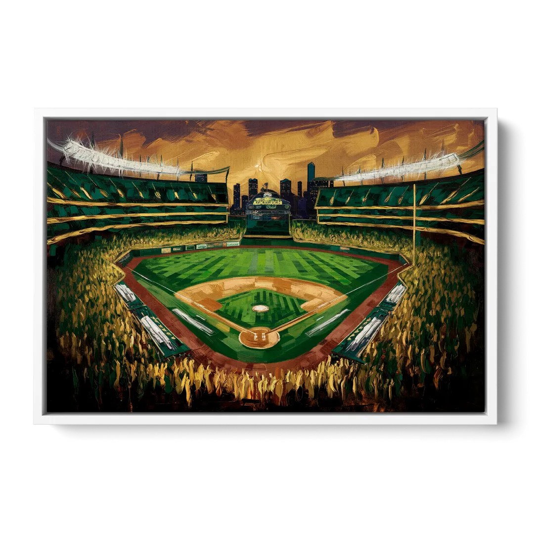 Oakland Athletics Stadium Front - White Canvas Wall Art