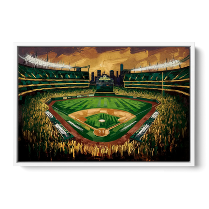 Oakland Athletics Stadium Front - White Canvas Wall Art