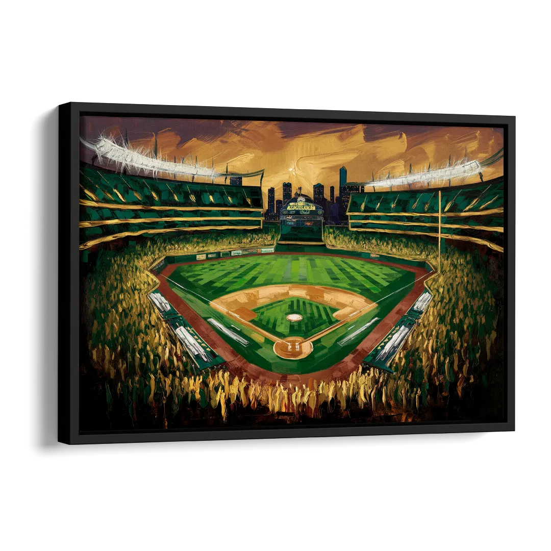 Oakland Athletics Stadium Side - Black Canvas Wall Art