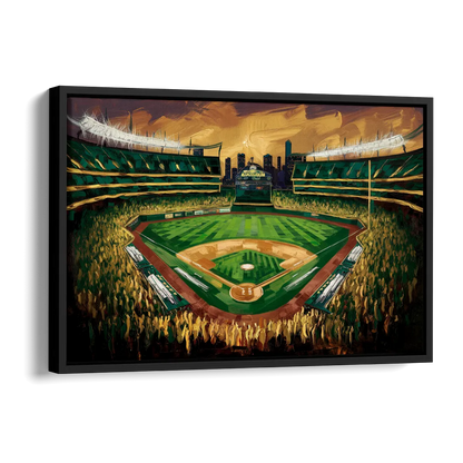 Oakland Athletics Stadium Side - Black Canvas Wall Art