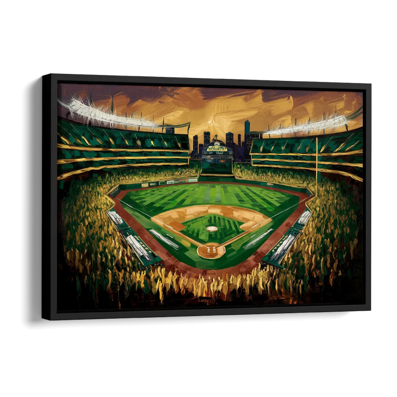 Oakland Athletics Stadium Side - Black Canvas Wall Art