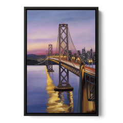 Oakland Bay Bridge View - Black Framed Canvas Wall Art - Front