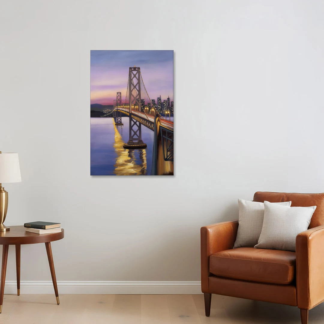 Oakland Bay Bridge View - Canvas Wall Art - Sofa - 24x36