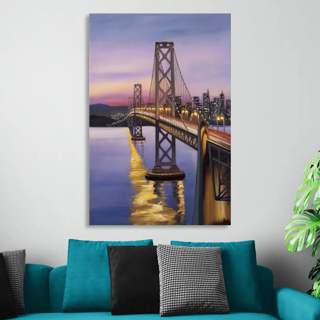Oakland Bay Bridge View Living Room - Canvas Wall Art