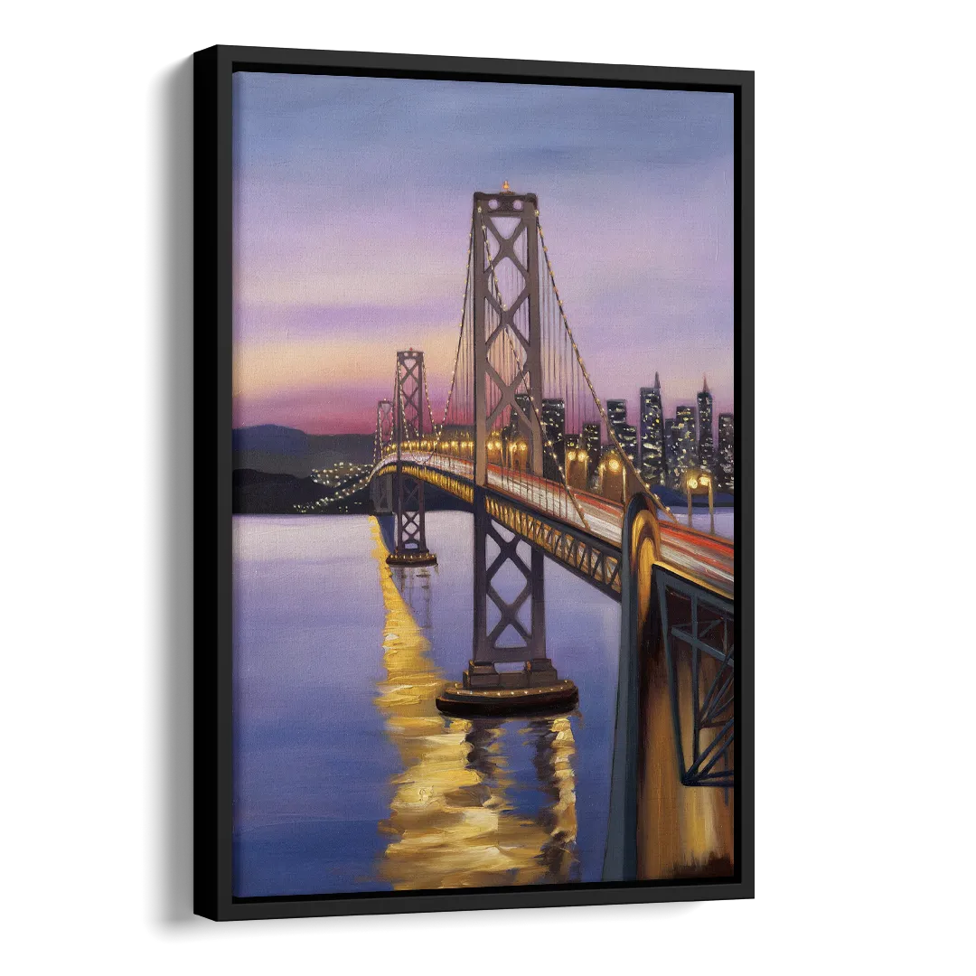 Oakland Bay Bridge View Side - Black Canvas Wall Art