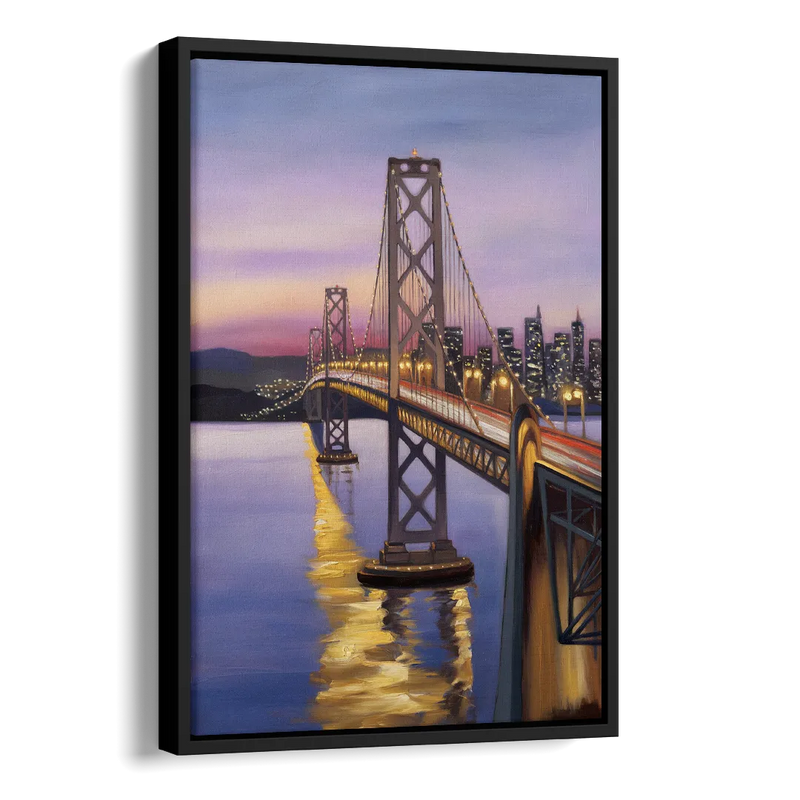 Oakland Bay Bridge View Side - Black Canvas Wall Art