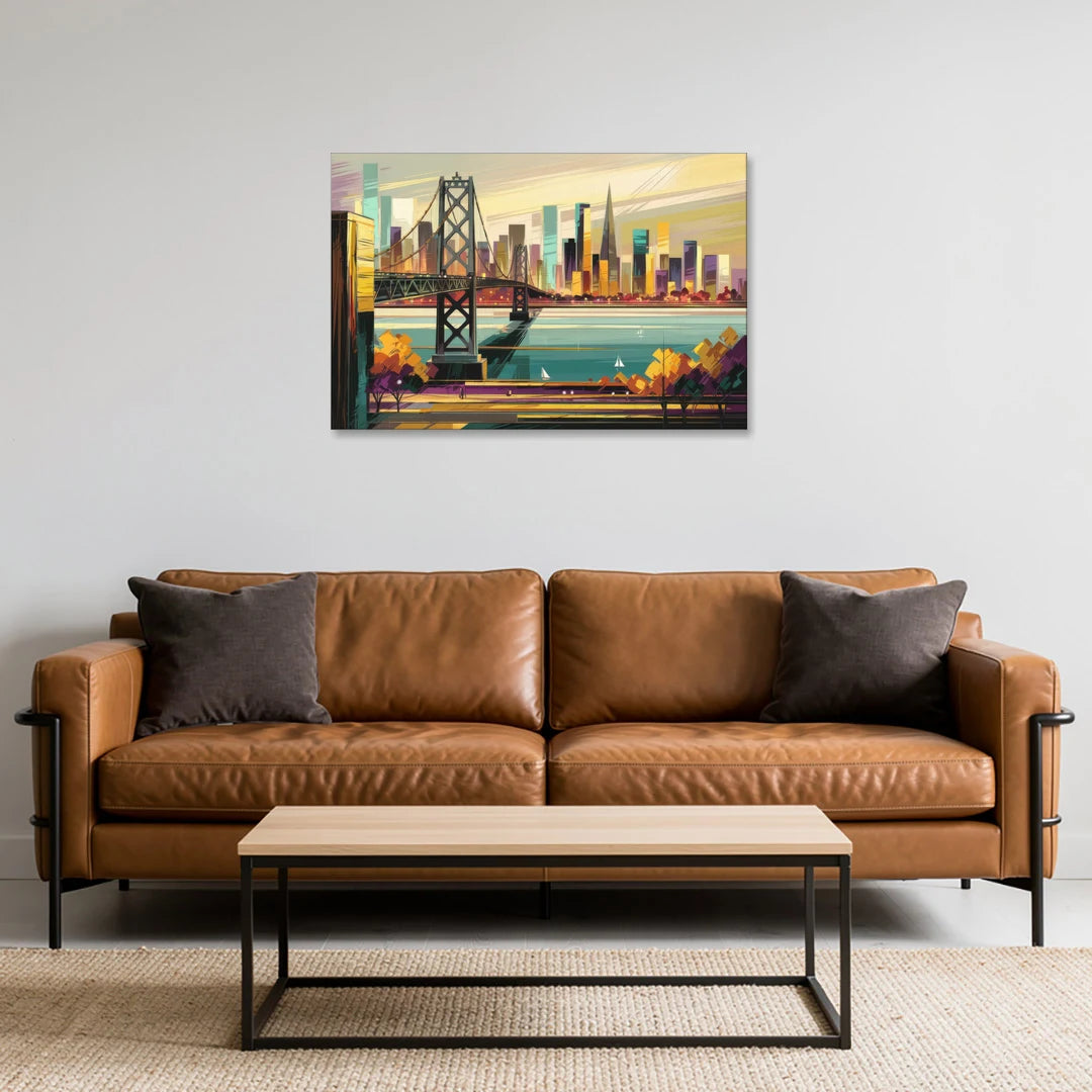 Oakland Downtown Vibes - Canvas Wall Art - Sofa - 36x24
