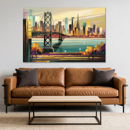 Oakland Downtown Vibes - Canvas Wall Art - Sofa - 60x40