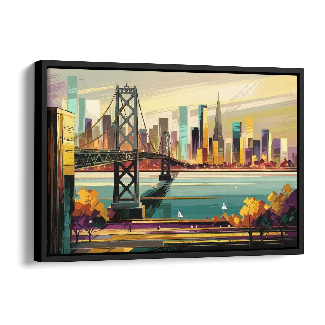 Oakland Downtown Vibes Side - Black Canvas Wall Art