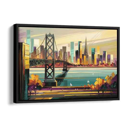 Oakland Downtown Vibes Side - Black Canvas Wall Art