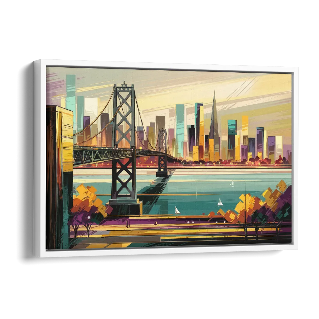 Oakland Downtown Vibes Side - White Canvas Wall Art