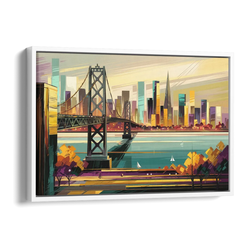 Oakland Downtown Vibes Side - White Canvas Wall Art