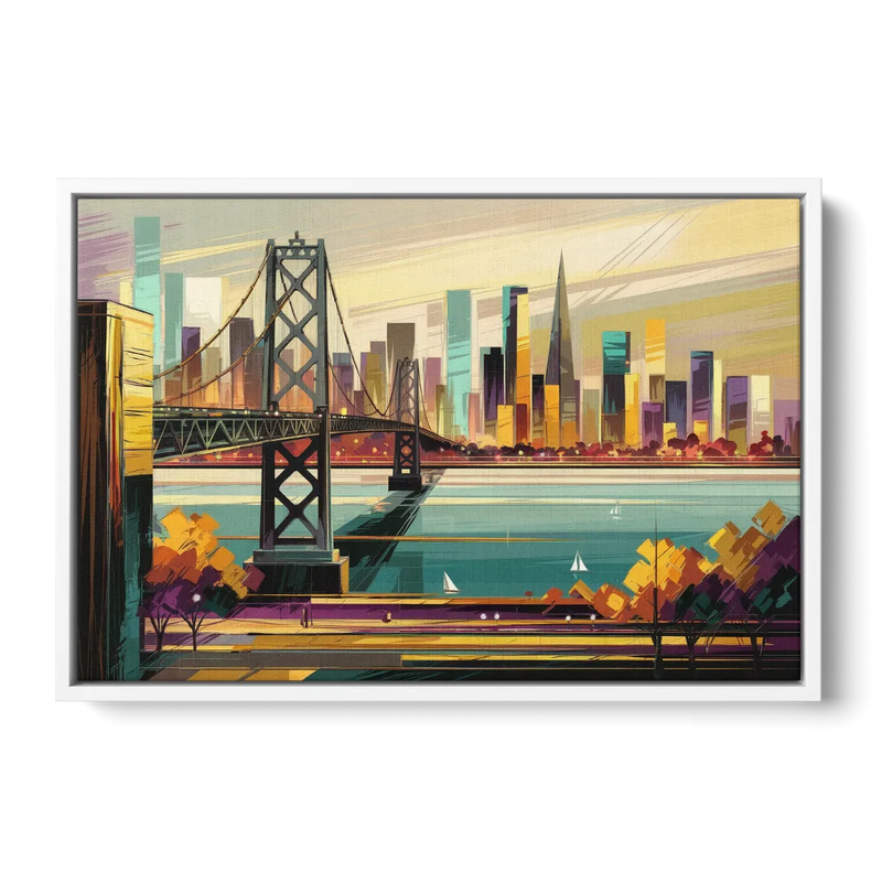 Oakland Downtown Vibes Front - White Canvas Wall Art