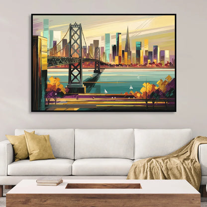 Oakland Downtown Vibes Living Room - Black Canvas Wall Art
