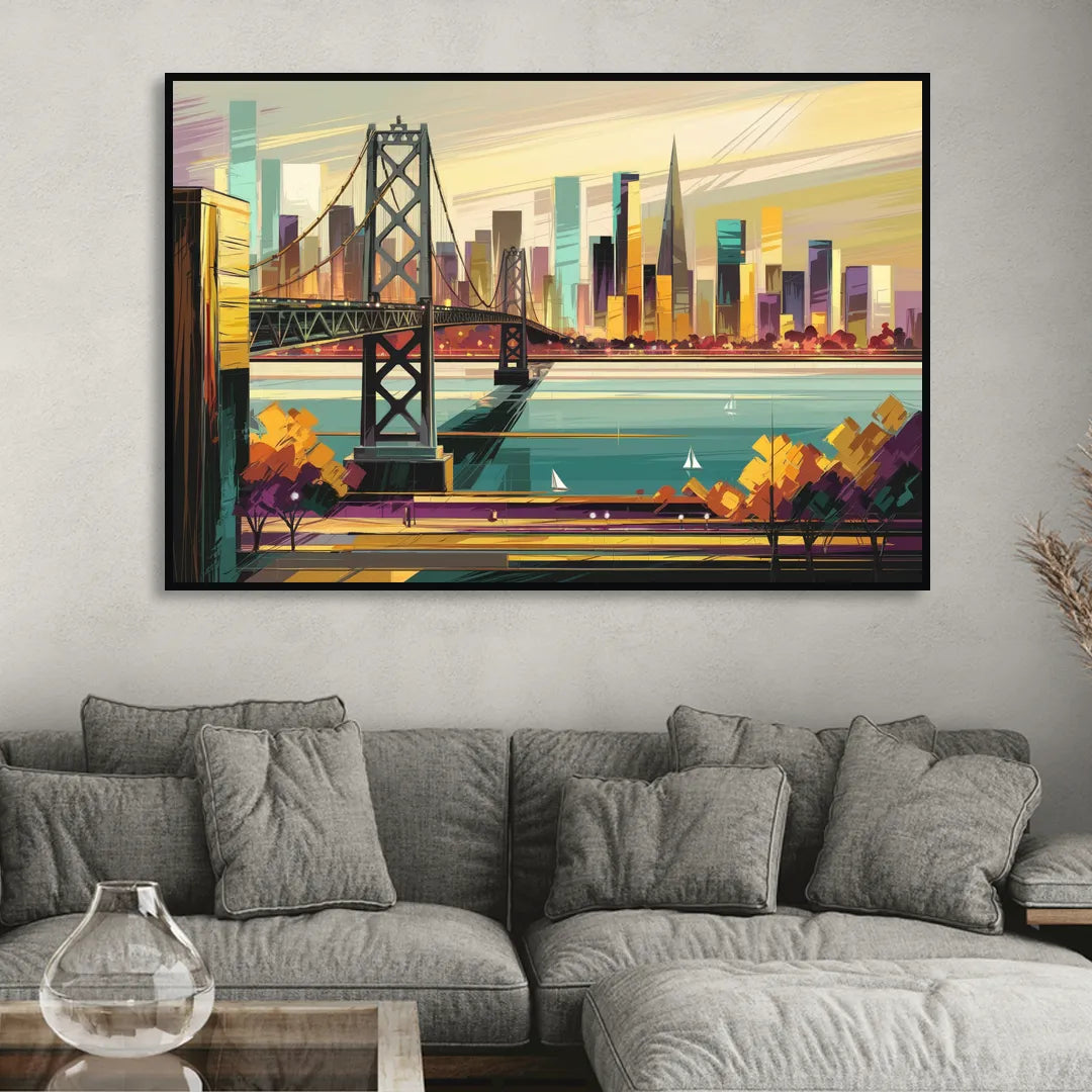 Oakland Downtown Vibes Sitting Room - Black Canvas Wall Art