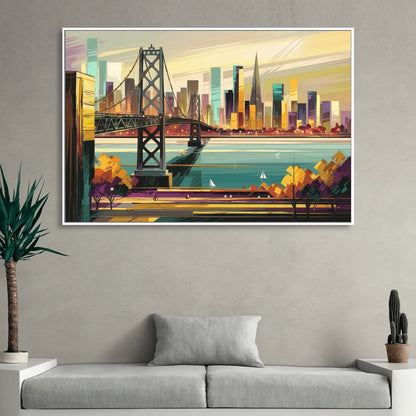 Oakland Downtown Vibes Living Room - White Canvas Wall Art
