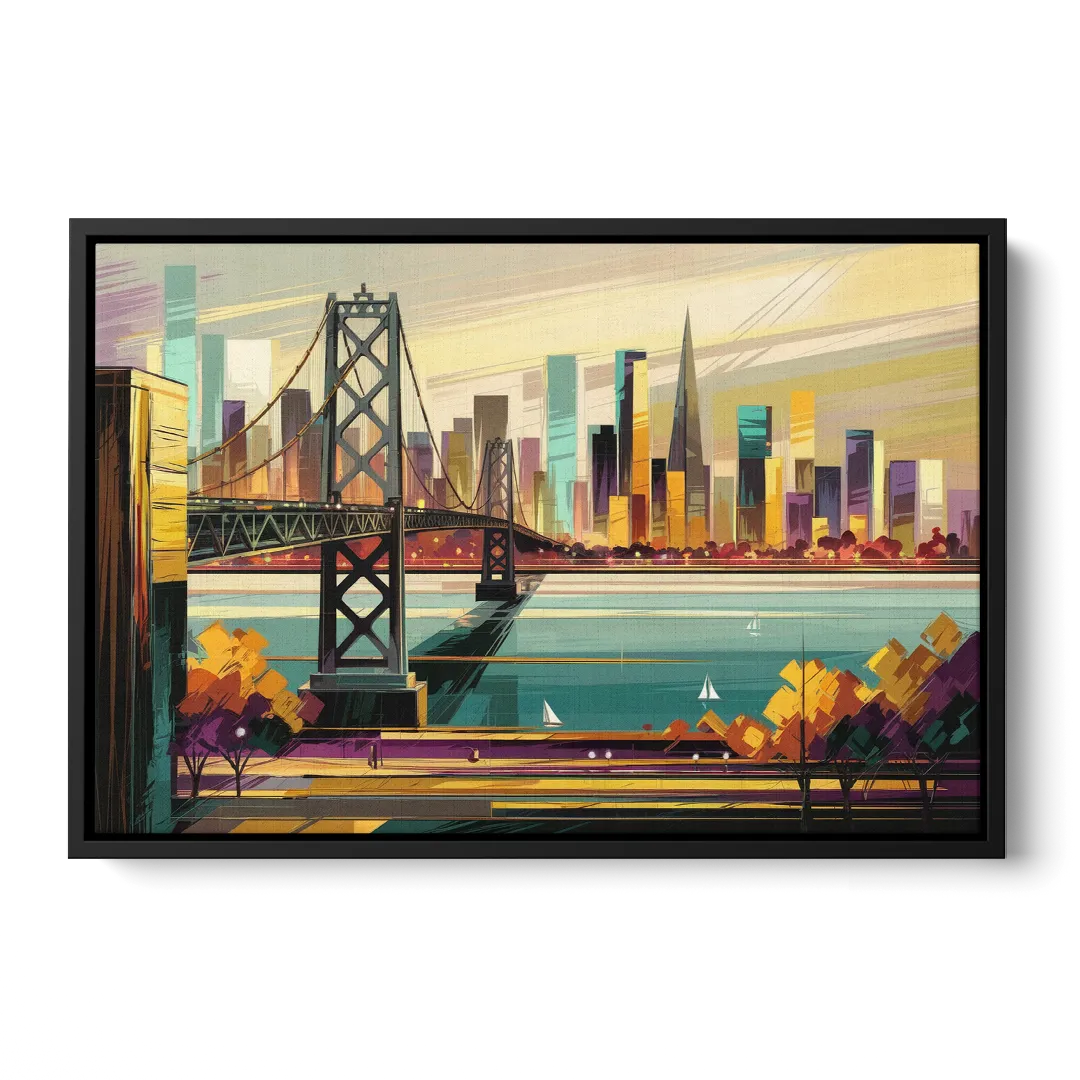 Oakland Downtown Vibes Front - Black Canvas Wall Art