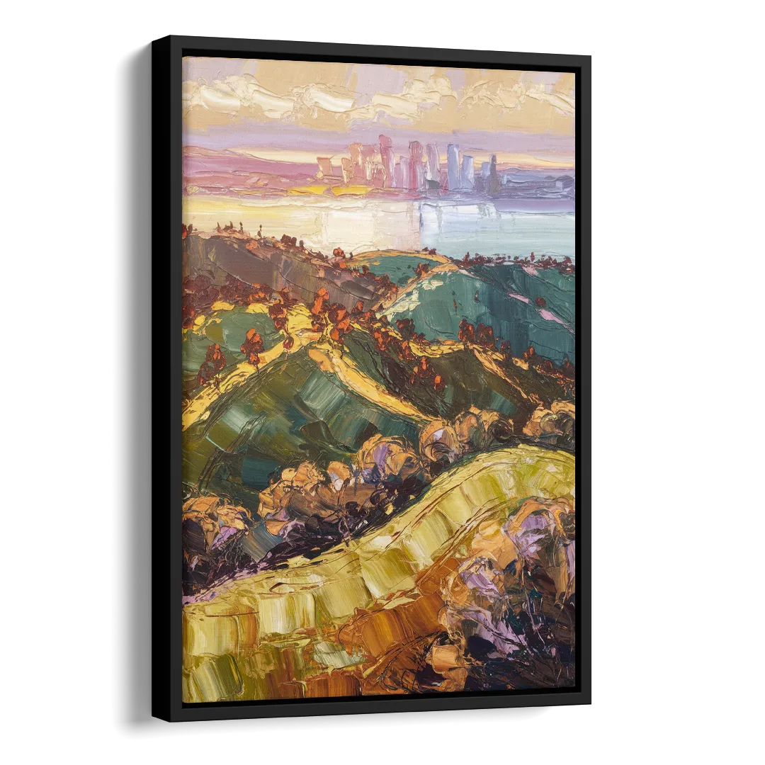 Oakland Hills Panorama Side - Black Canvas Wall Art