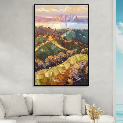 Oakland Hills Panorama Sitting Room - Black Canvas Wall Art