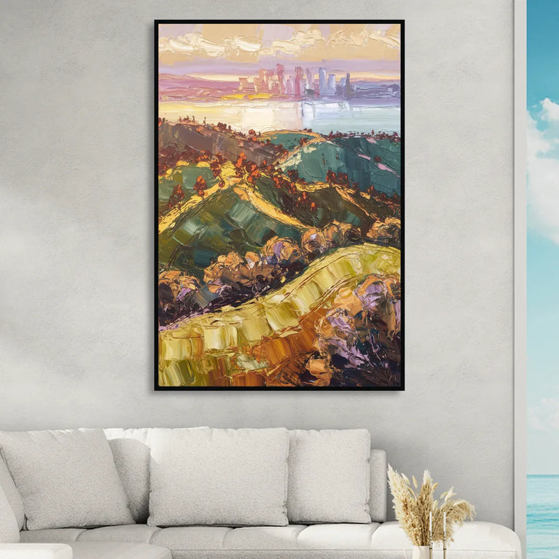 Oakland Hills Panorama Sitting Room - Black Canvas Wall Art
