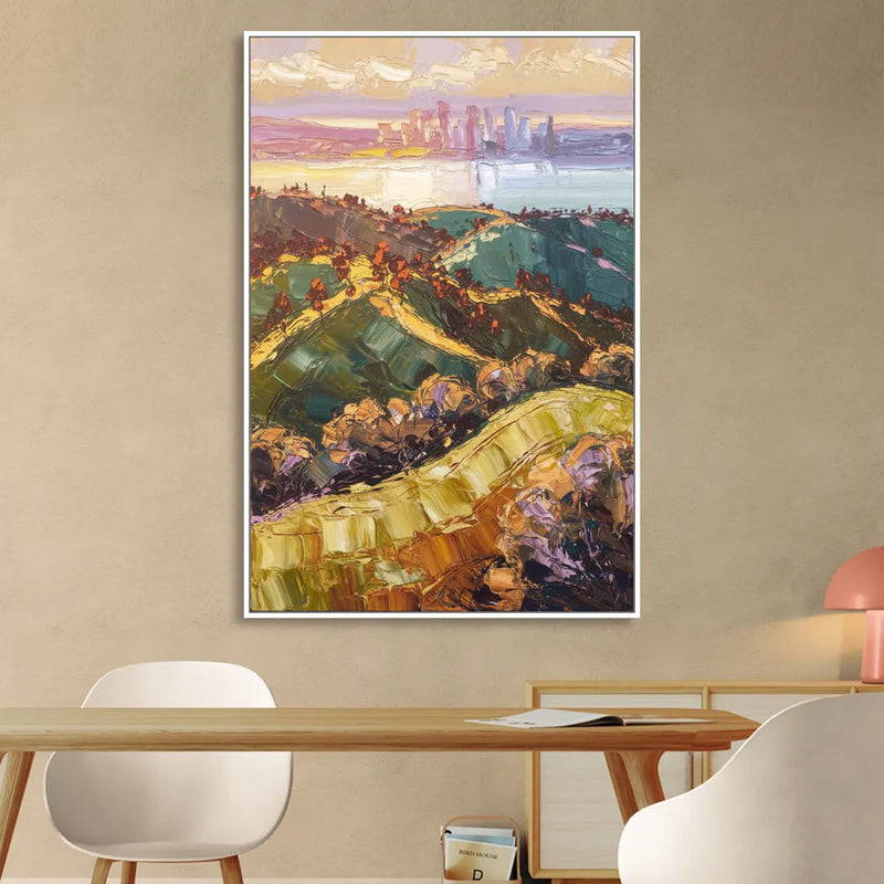 Oakland Hills Panorama Sitting Room - White Canvas Wall Art