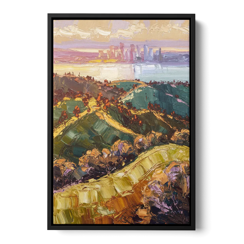 Oakland Hills Panorama Front - Black Canvas Wall Art