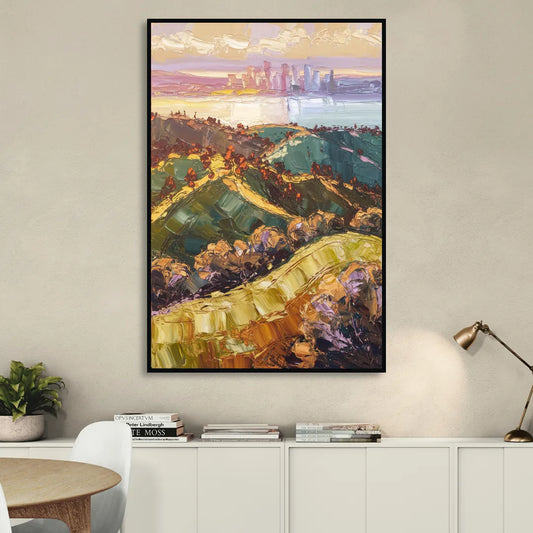 Oakland Hills Panorama Living Room - Black Canvas Wall Art