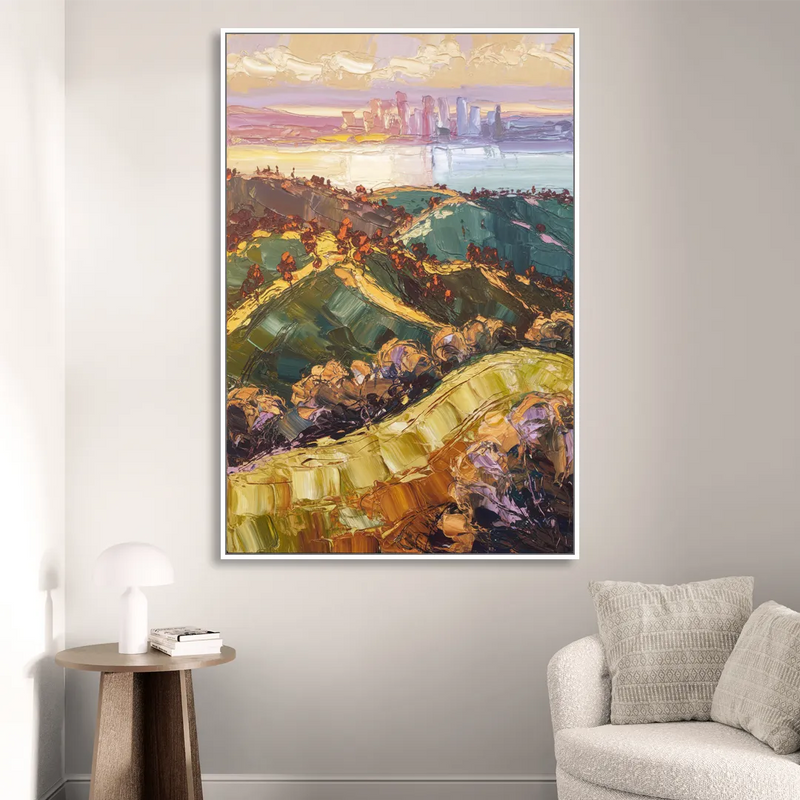 Oakland Hills Panorama Living Room - White Canvas Wall Art