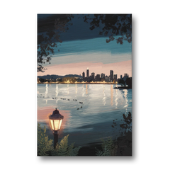 Oakland Lake Merritt Reflection - Canvas Wall Art - Front