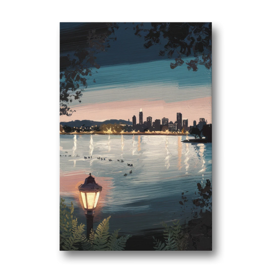 Oakland Lake Merritt Reflection - Canvas Wall Art - Front