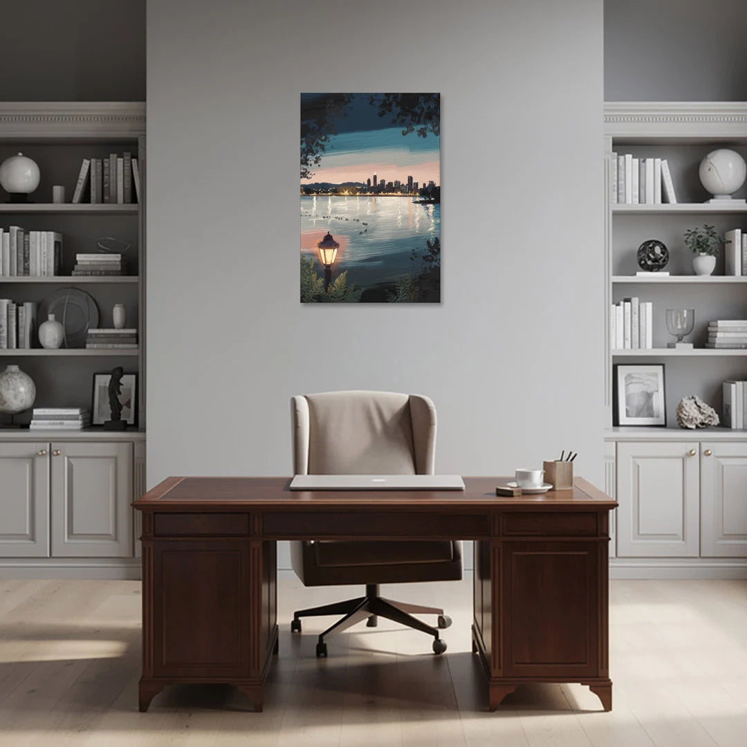 Oakland Lake Merritt Reflection - Canvas Wall Art - Office - 24x36