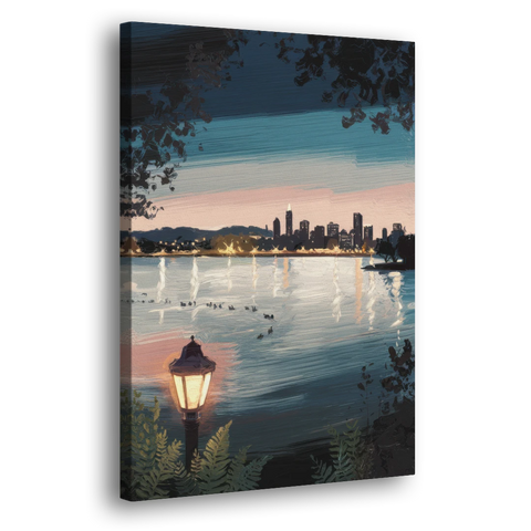 Oakland Lake Merritt Reflection - Canvas Wall Art - Side