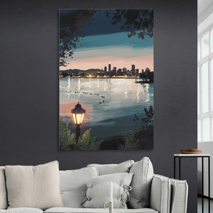 Oakland Lake Merritt Reflection Sitting Room - Canvas Wall Art