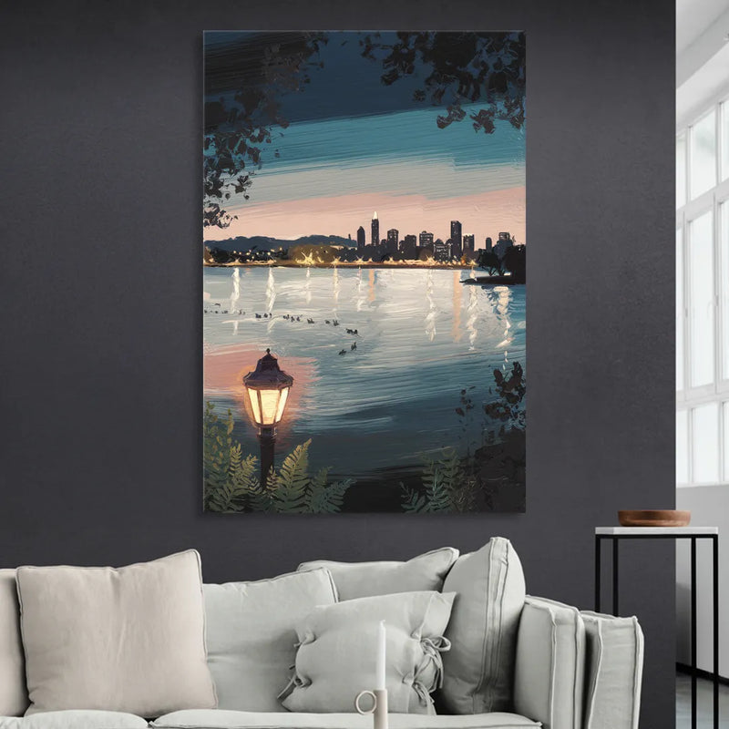 Oakland Lake Merritt Reflection Sitting Room - Canvas Wall Art