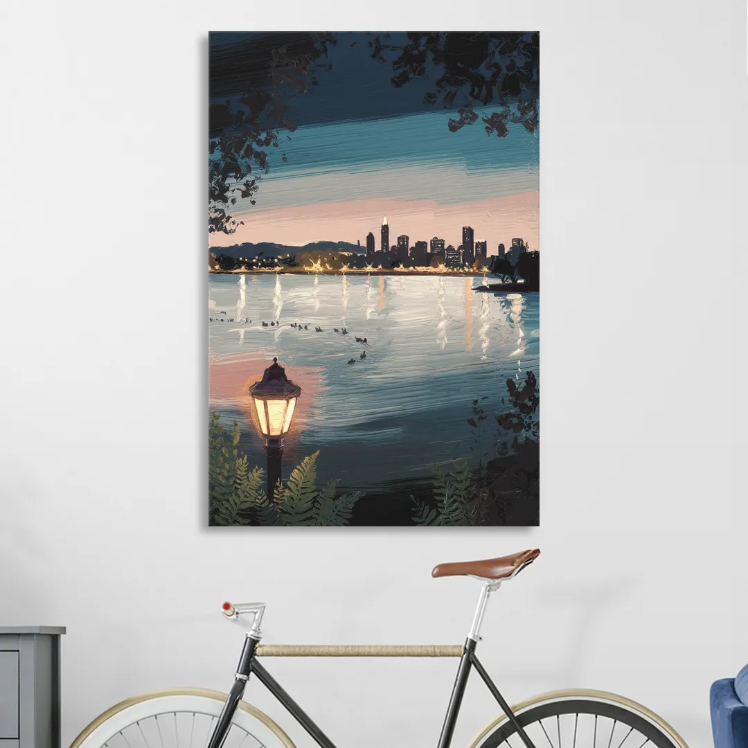 Oakland Lake Merritt Reflection Living Room - Canvas Wall Art