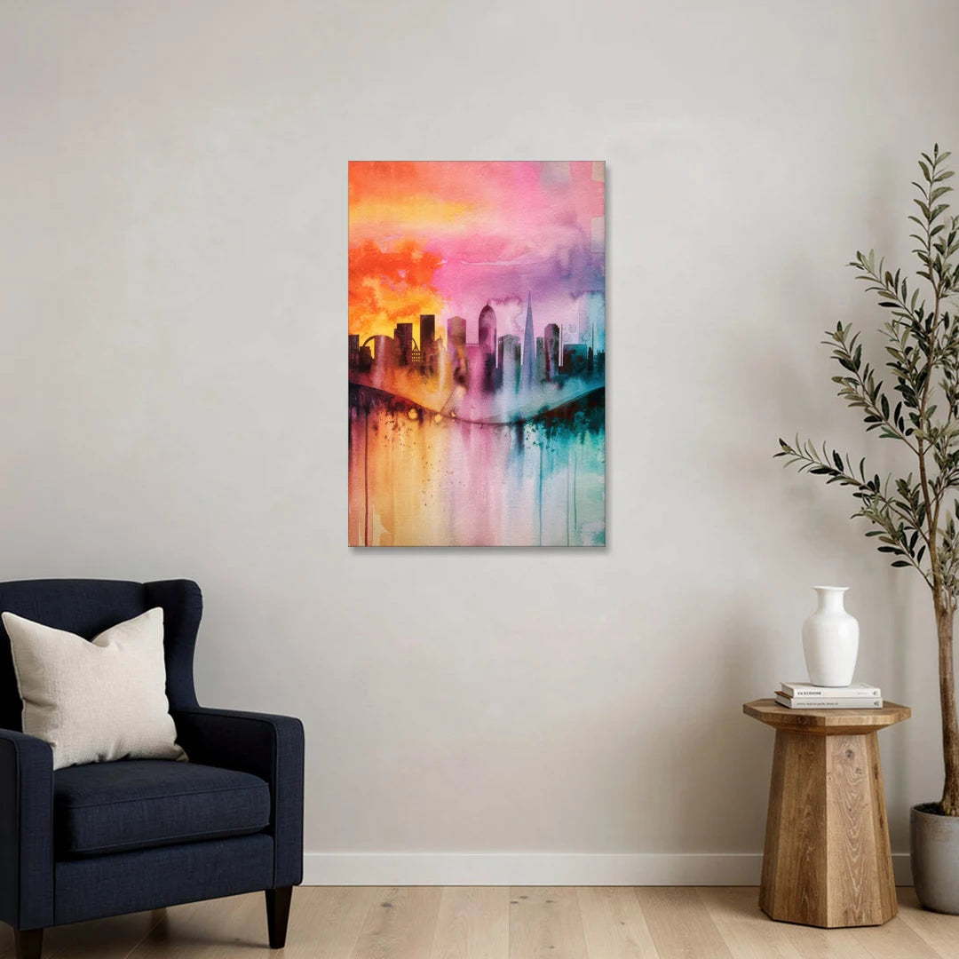 Oakland Skyline Sunset - Canvas Wall Art - Sofa - 24x36