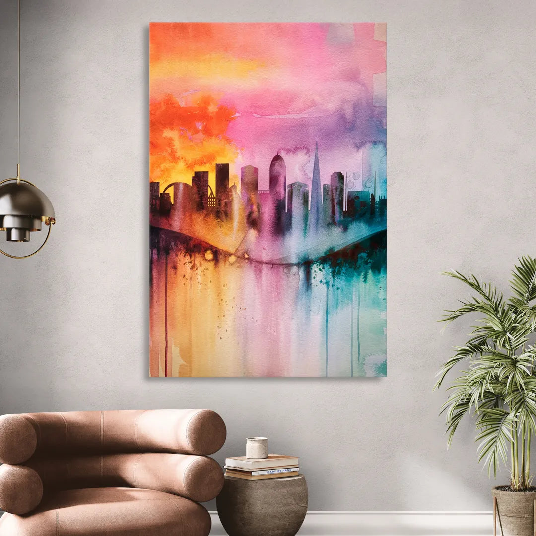 Oakland Skyline Sunset Sitting Room - Canvas Wall Art