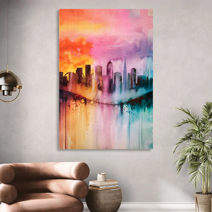 Oakland Skyline Sunset Sitting Room - Canvas Wall Art
