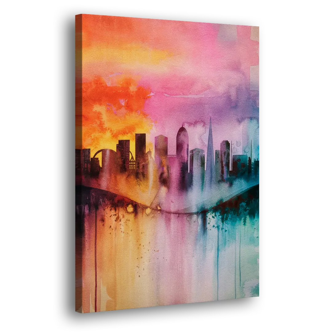 Oakland Skyline Sunset Side - Canvas Wall Art